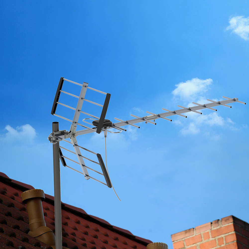 Leadzm 100Miles Outdoor TV Antenna Amplified HDTV 1080P High Gain UHF Silver